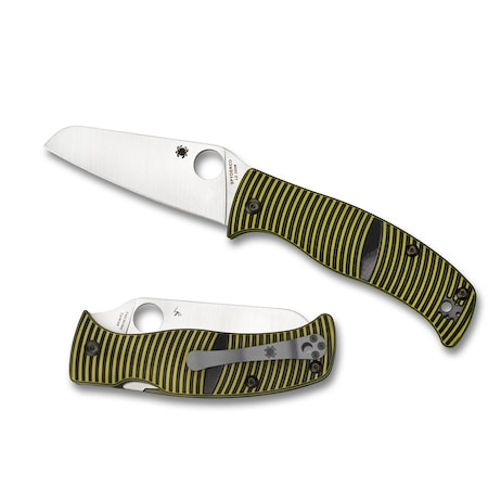 Spyderco 2024 Spyderco Caribbean G-10 Yellow/Black Lc200N/Sheepfoot Plain SPY-C217GPSF